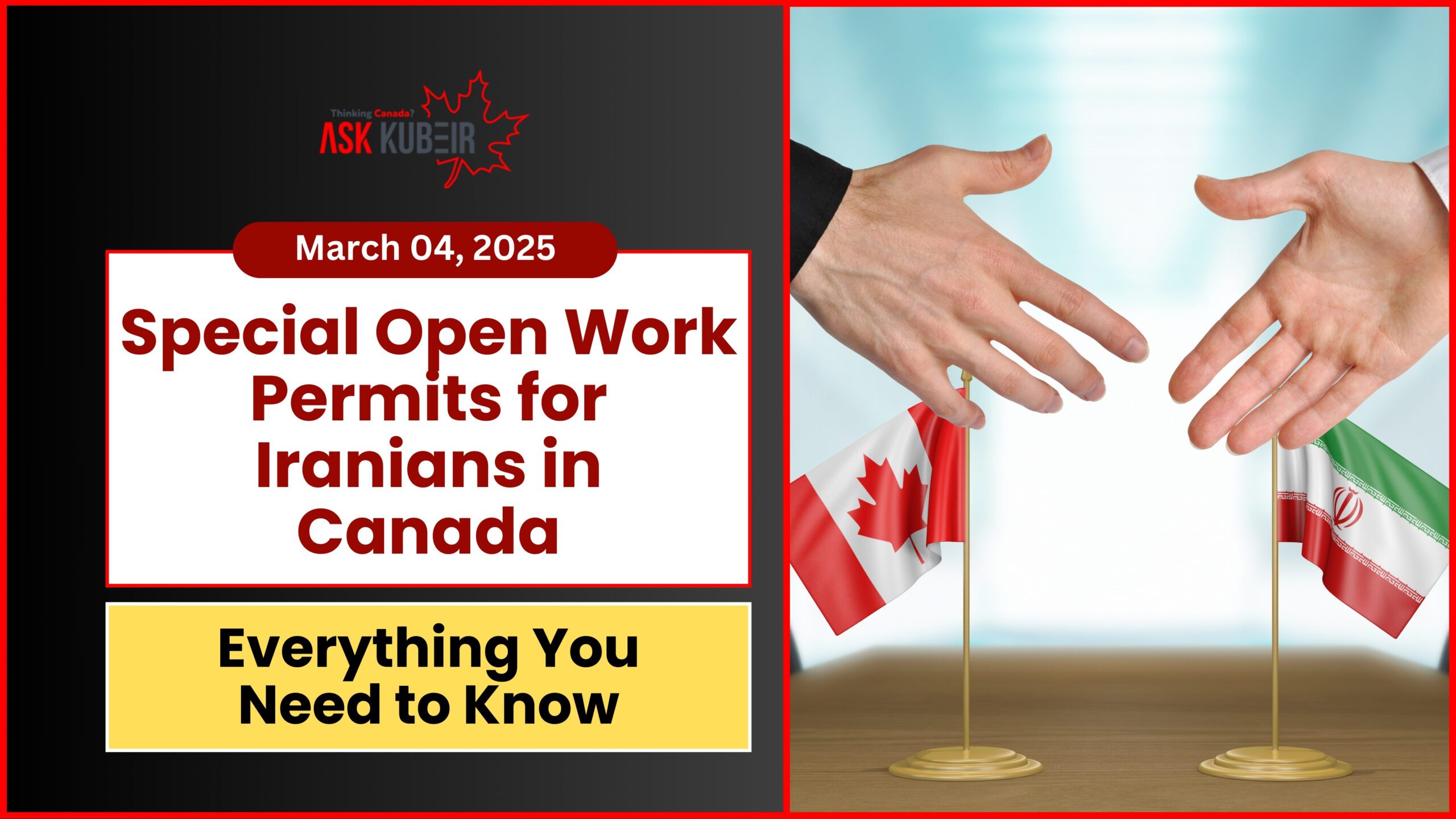 Iranian work permit application process for open work permits and extensions in Canada.